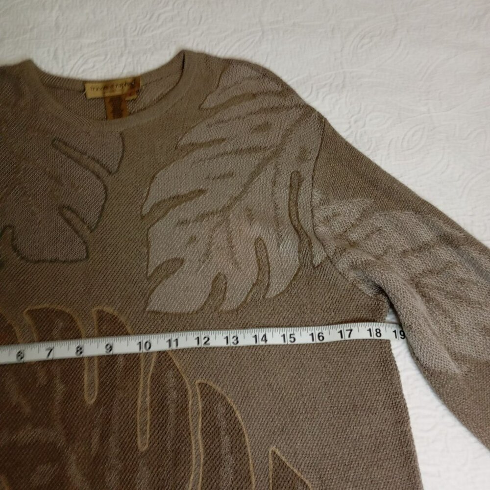 Tricots St Raphael Beige Leaf-Patterned Crewneck … - image 6